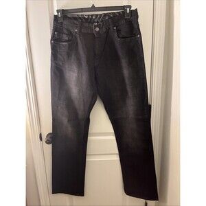 Men's Size 38 X 36 Zubaz Straight Leg Black Jeans Pockets Dark Wash